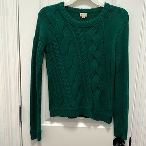Cremieux green cable knit sweater, size small